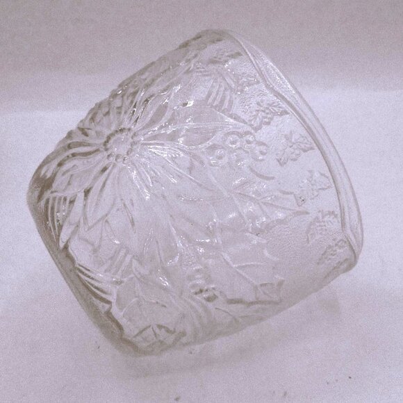 Clear Etched Glass Vase With Floral & Holly Design KIG Indonesia - Picture 1 of 3